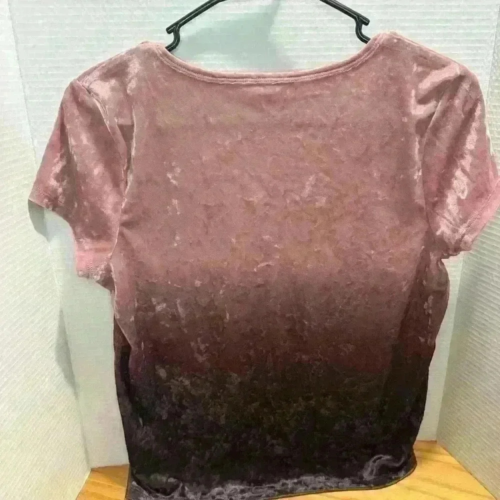 AMERICAN EAGLE size Medium Pink/Purple Ombre Velvet Scoop Neck  Crop Top - Picture 2 of 5